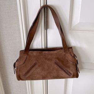 Sergio Rossi Caramel Brown Suede Handbag